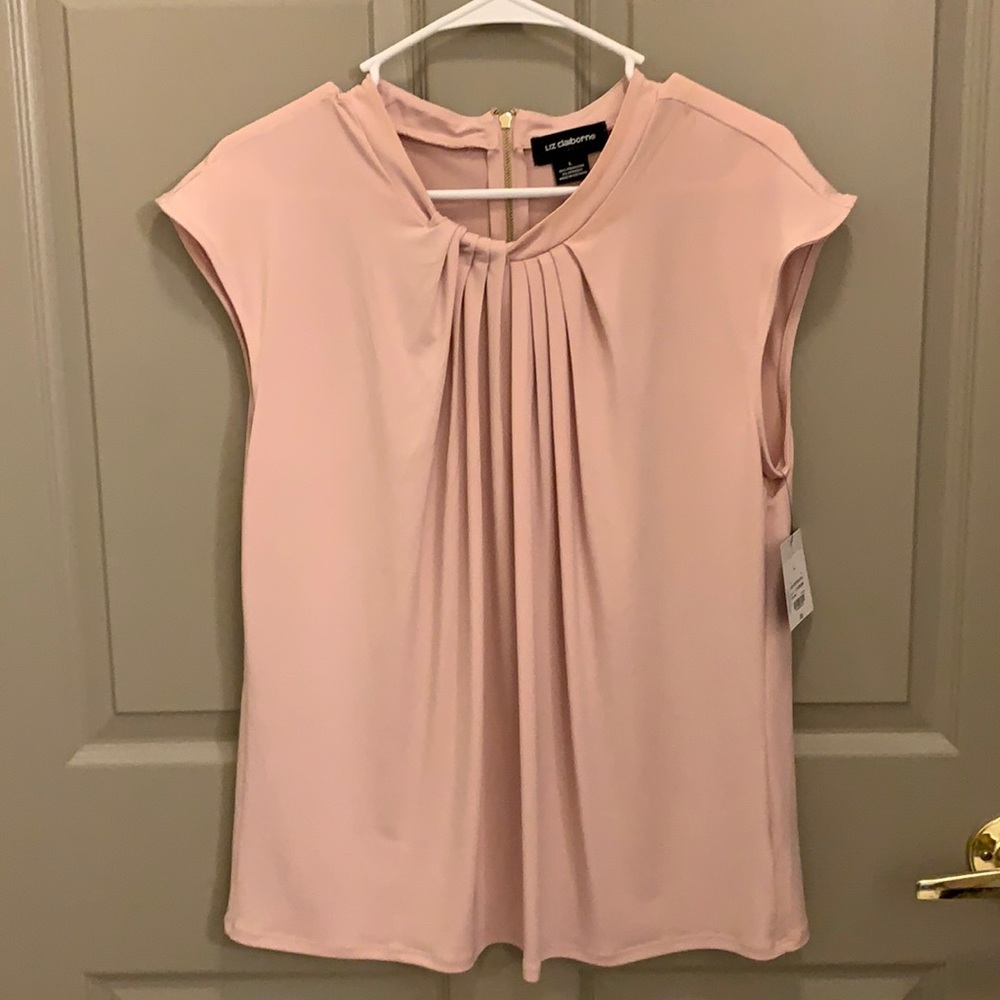 Rose colored twist neck blouse